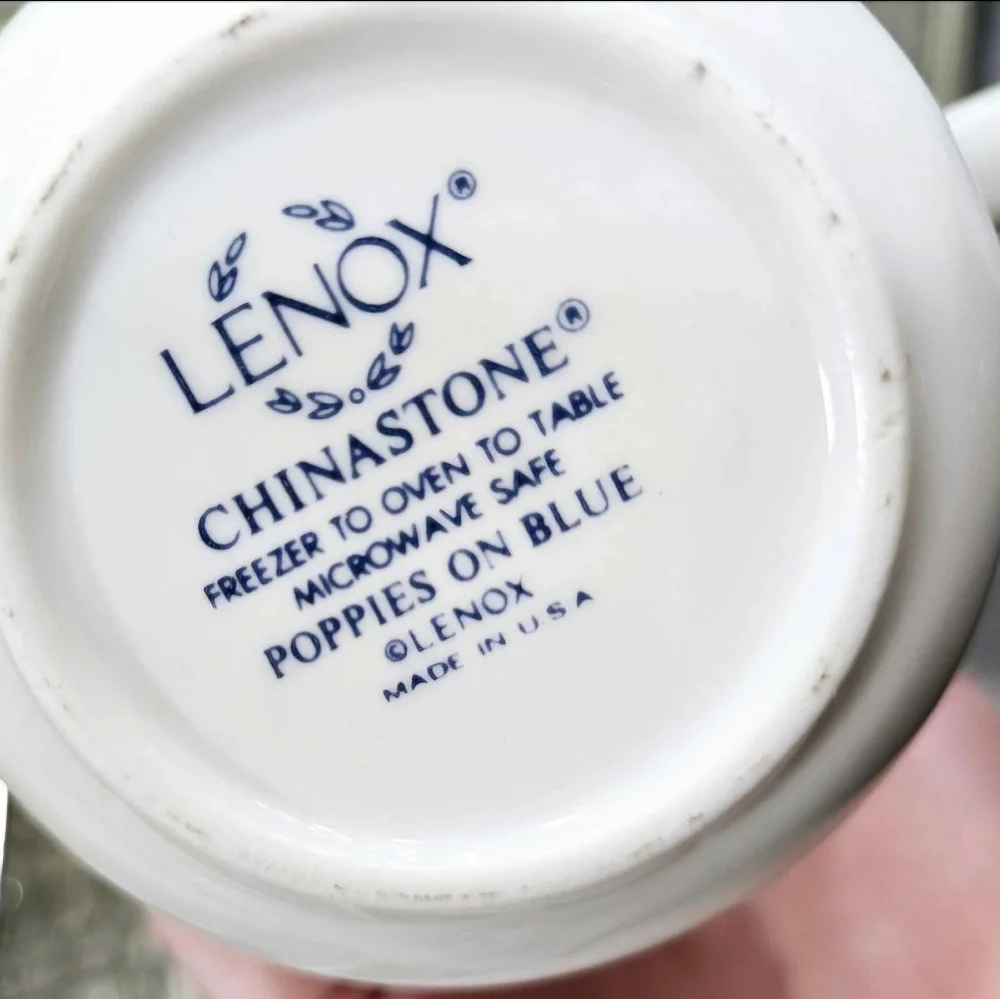 Lenox Bone Chinastone Poppies On Blue Coffee Tea Mug Set Of 12